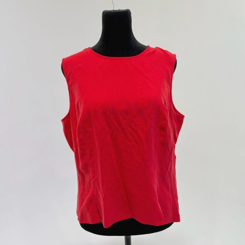Casual Corner	vintage NWT red washable silk back button up sleeveless shift